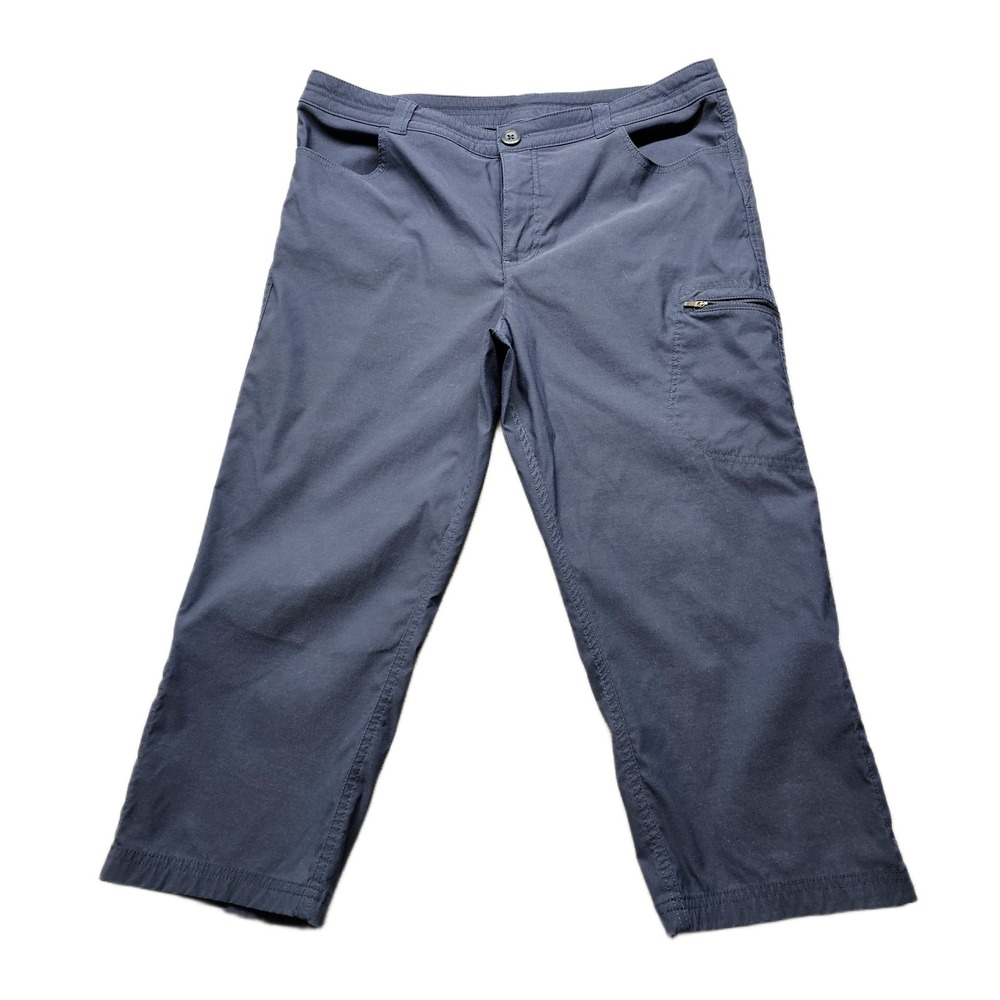 Eddie Bauer Capri Pants Womens 12 Blue Zipper Pocket Cinch Hem Hiking Outdoor
